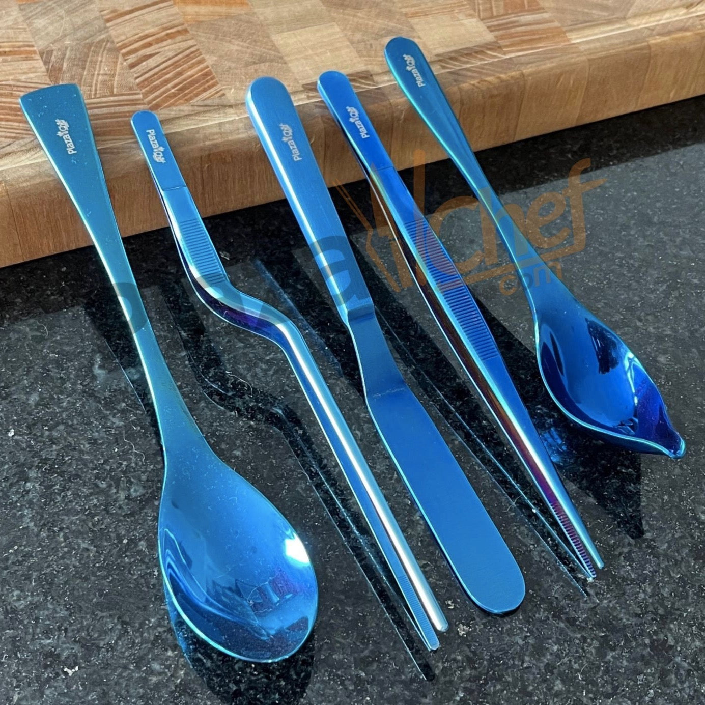 Pinza para emplatar de color Azul y pinzas de cocina